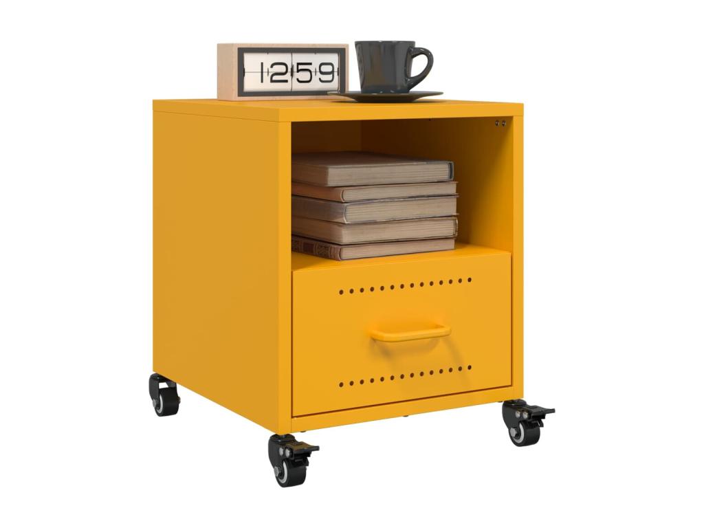 Tables de chevet 2 pcs jaune moutarde 36x39x43.5 cm acier ARGD15101