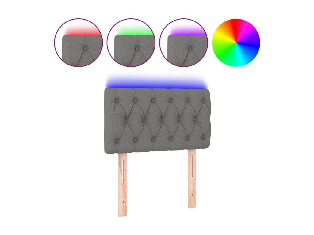 Tête de lit à LED Gris foncé 80x7x78/88 cm Tissu UXBY61164