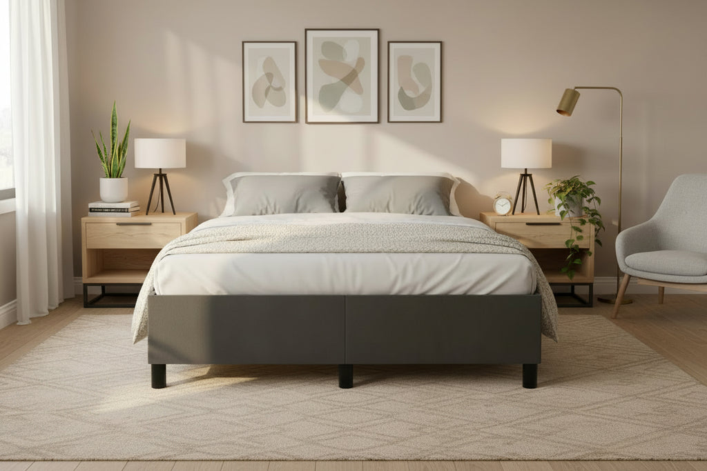 Lit à sommier tapissier et matelas Gris foncé 140x200cm Velours RDWJ19605