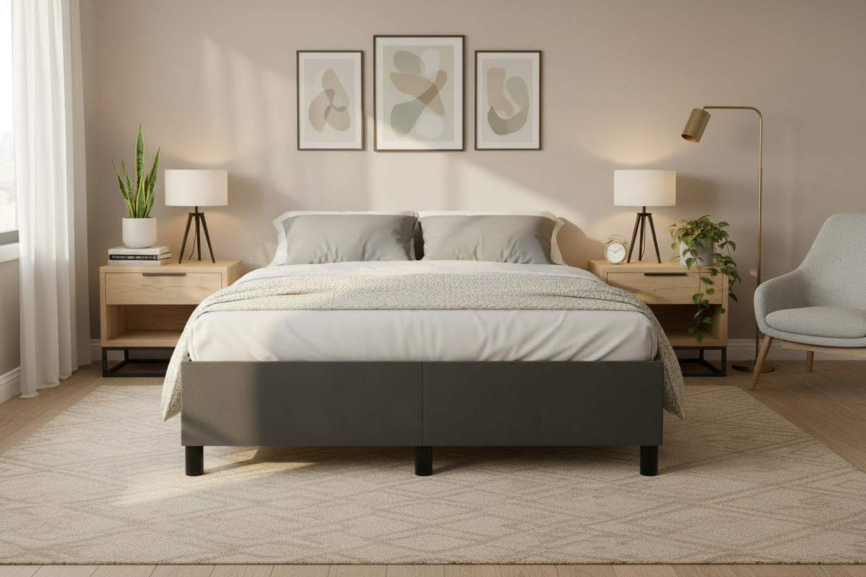 Lit à sommier tapissier et matelas Gris foncé 140x200cm Velours RDWJ19605