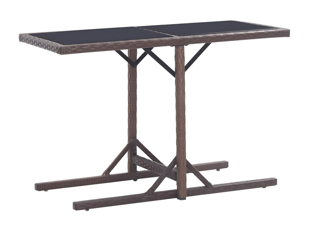 Table de jardin Marron 110x53x72 cm Verre et résine tressée HGPZ64414