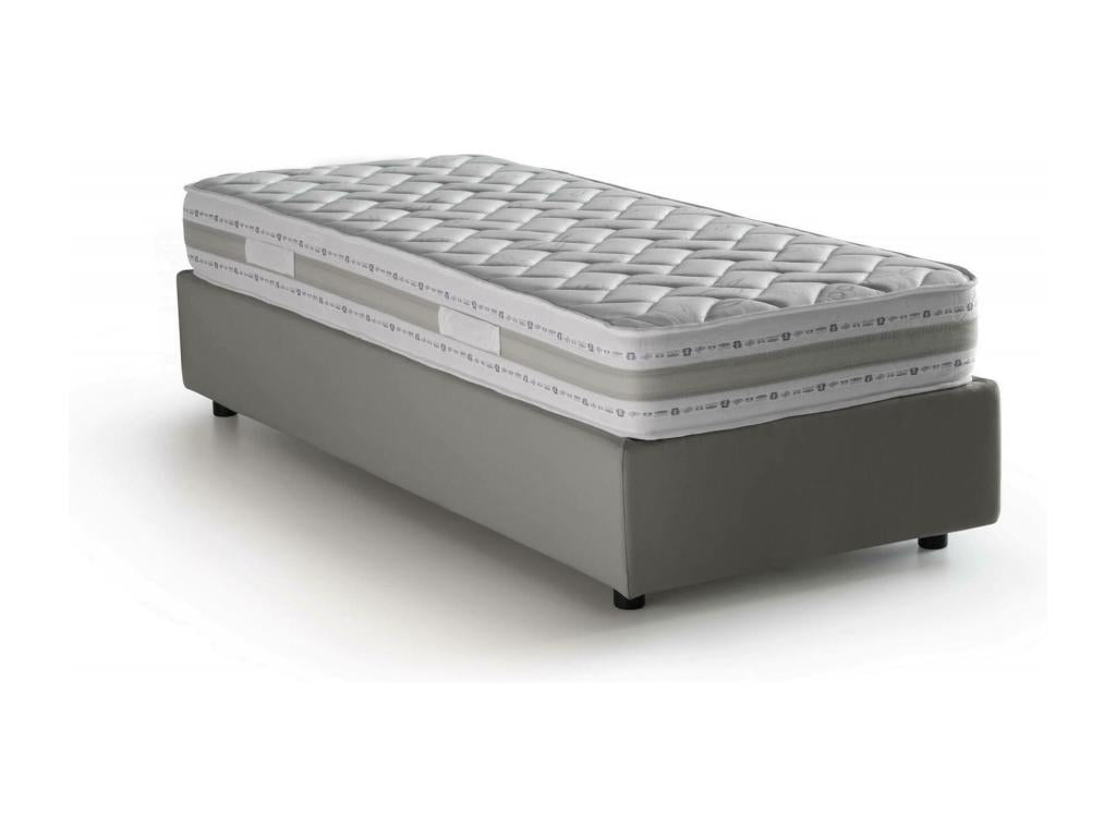 Lit simple Cosymeub Lit coffre avec revêtement en tissu Made in Italy Ouverture frontale avec matelas 80x190 cm inclus Gris NNTV19375
