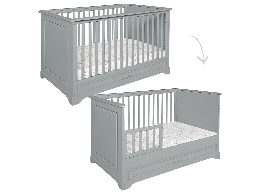 Lit évolutif 70x140 et commode 3 tiroirs Cosymeub Gris OURA45266