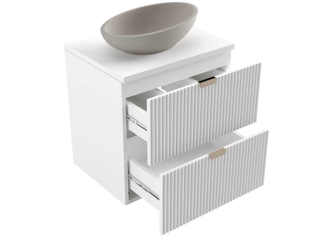 Meuble lavabo Cosymeub façades cannelées Cosymeub 60x60x47 cm Blanc VIVF58446