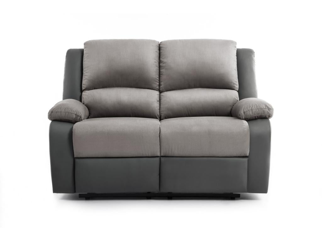 Canapé Détente 2 places Microfibre et Simili Léo - Gris - L143x93x96cm - Cosymeub XFAN91468