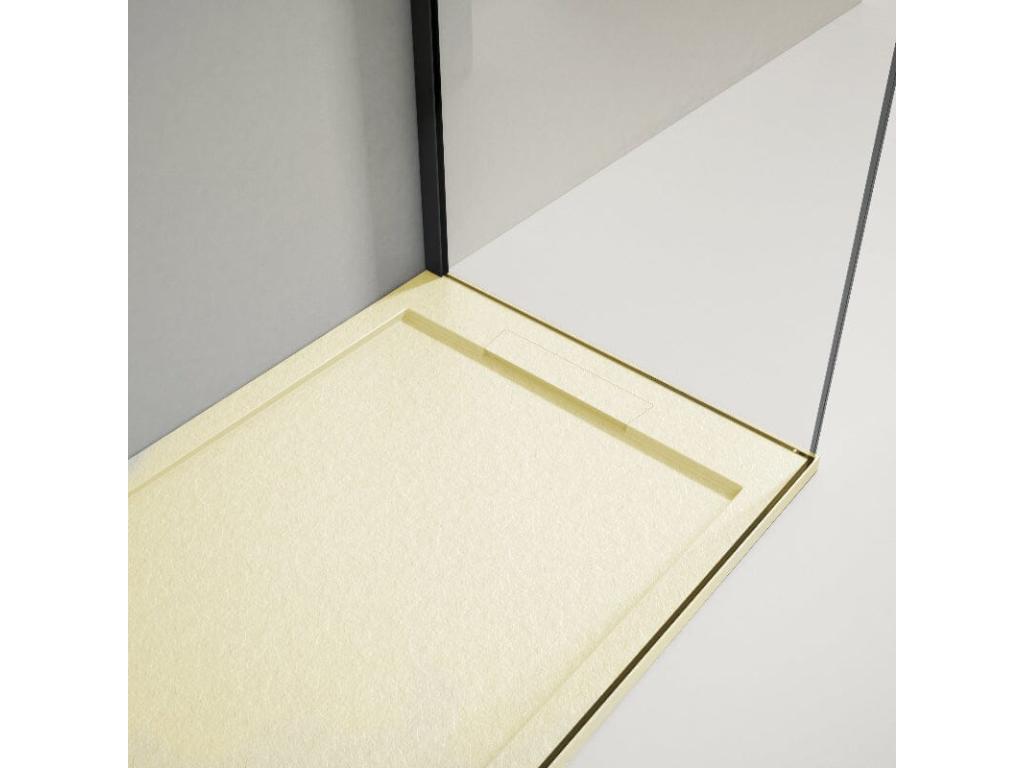 Receveur de douche 90x180cm extra plat Cosymeub en résine surface ardoisée beige SUWY99364