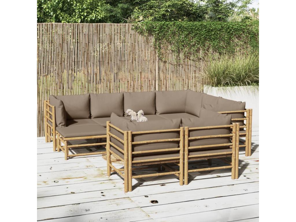 Salon de jardin 10 pcs avec coussins Cosymeub EBTN13201