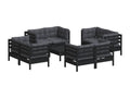 Salon de jardin 9 pcs avec coussins anthracite bois de pin XOVZ09413