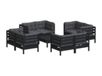 Salon de jardin 9 pcs avec coussins anthracite bois de pin XOVZ09413