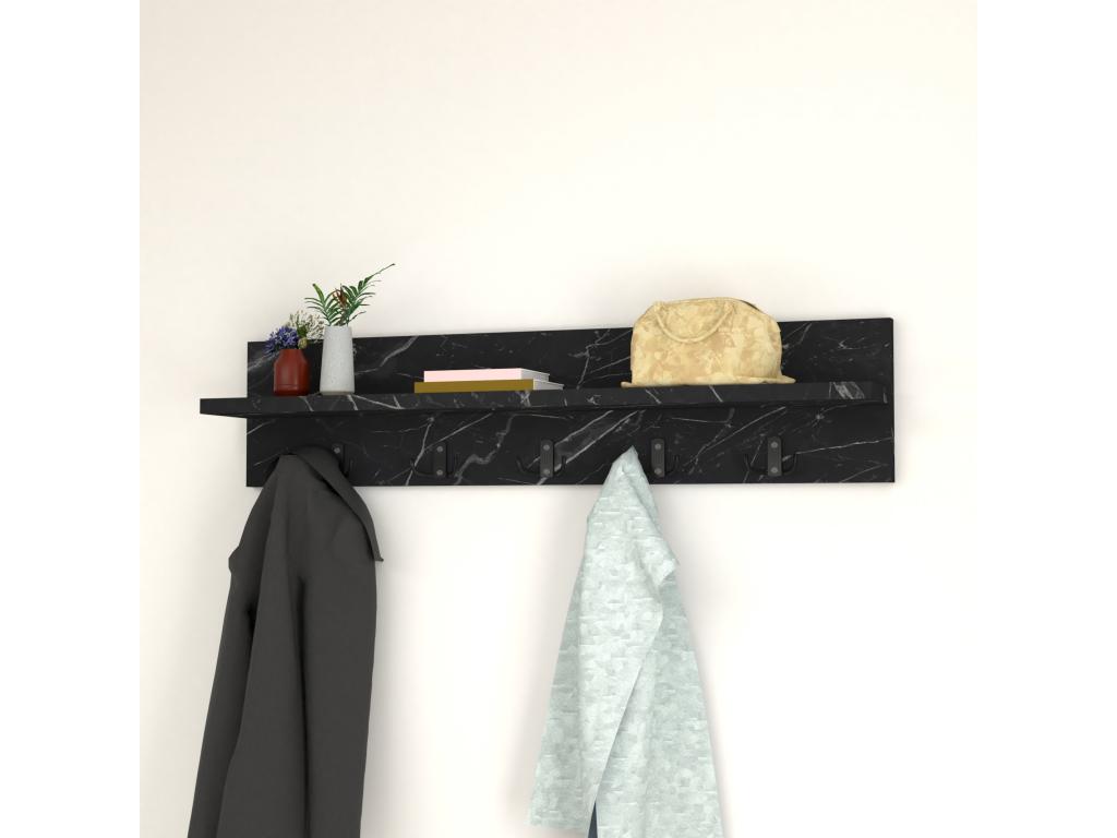 Portemanteau Hammarö à 10 crochets 80x13x18 cm marbre noir Cosymeub YVQB29508