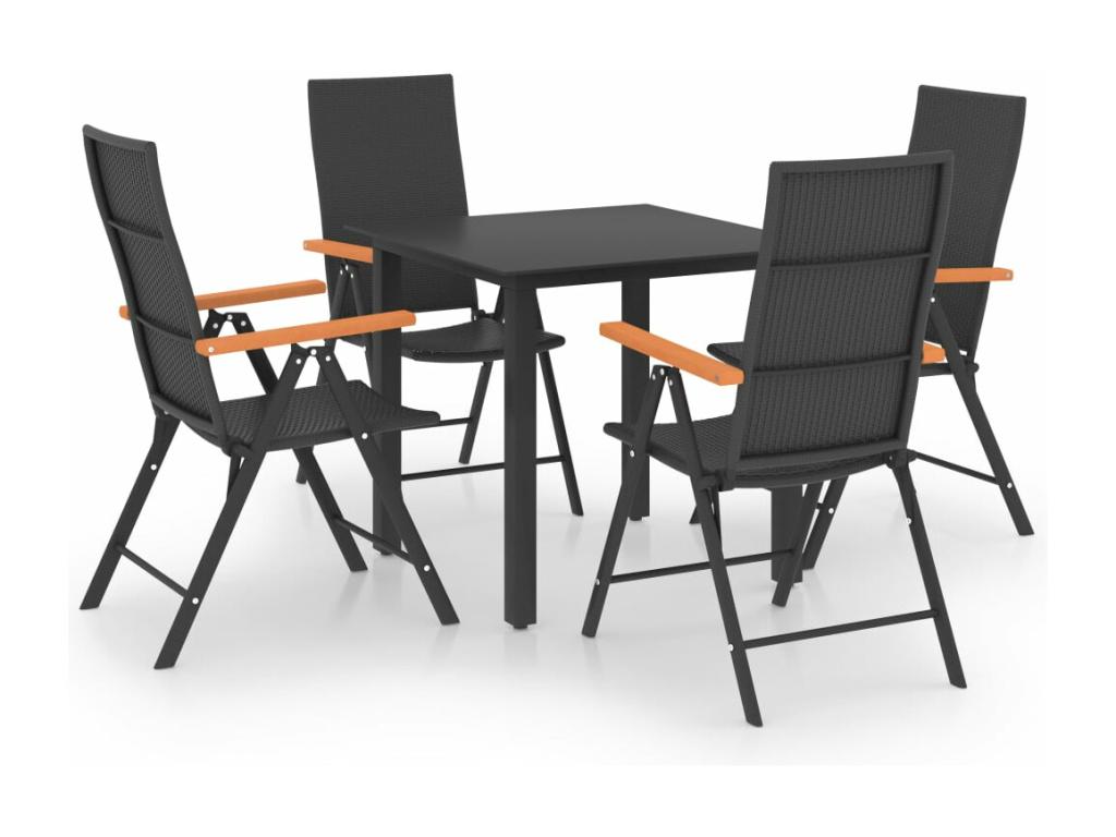 Ensemble à manger de jardin 5 pcs noir et marron IUSQ90035