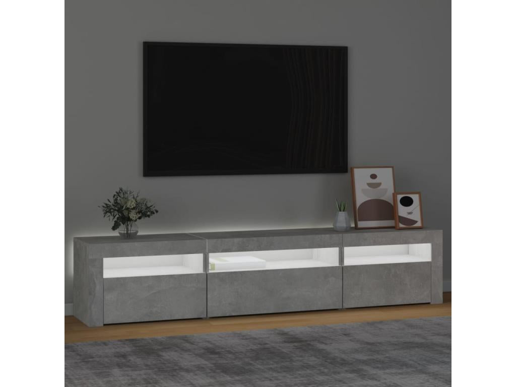 Meuble TV avec Cosymeubères LED Gris béton 195x35x40 cm GKZU81978