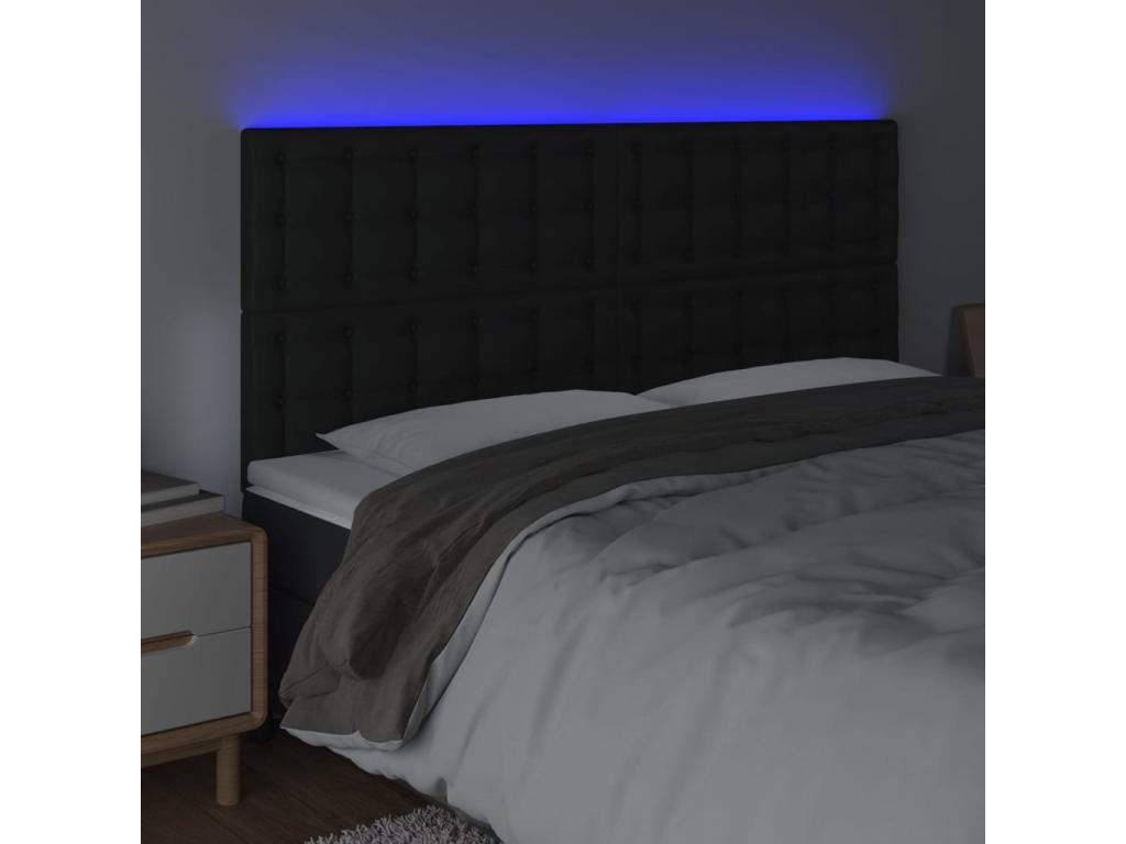 Tête de lit à LED Noir 180x5x118/128 cm Similicuir RPZV83788