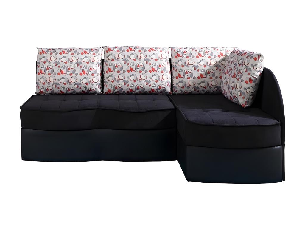 Canapé d'angle Luxameub 119 Noir Fonction de couchage Boîte de literie 203x143x79cm KKVI06213