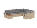 Salon de jardin avec coussins 10 pcs beige résine tressée WCJK06314