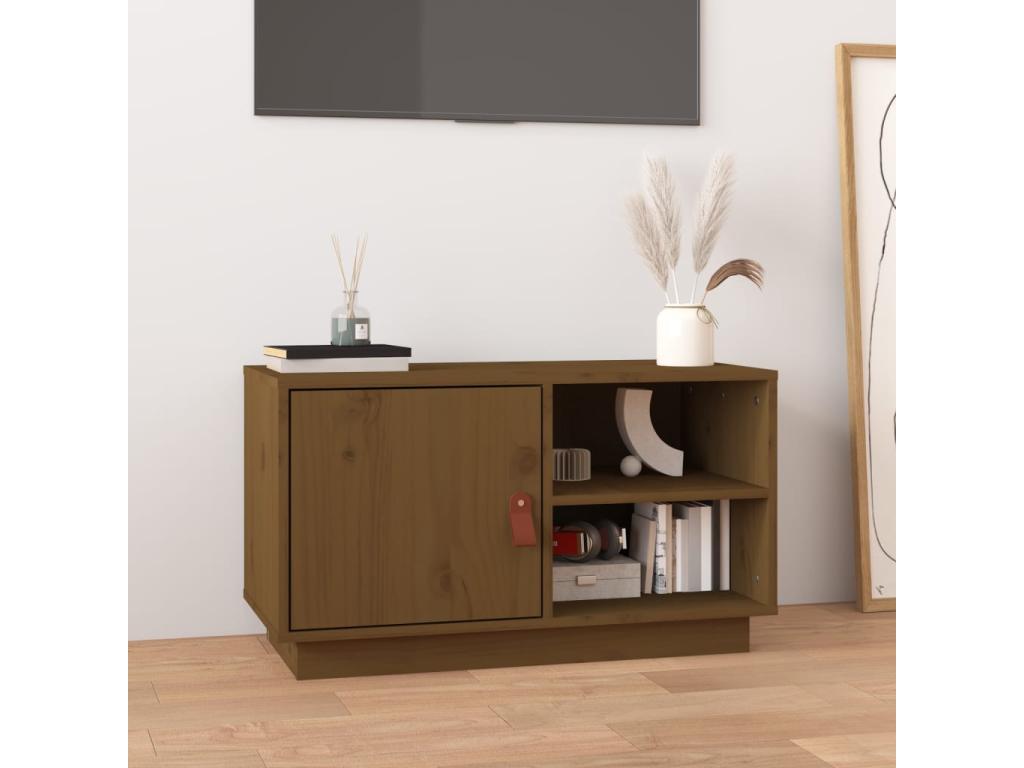 Meuble TV Marron miel 70x34x40 cm Bois de pin massif GCAR31101
