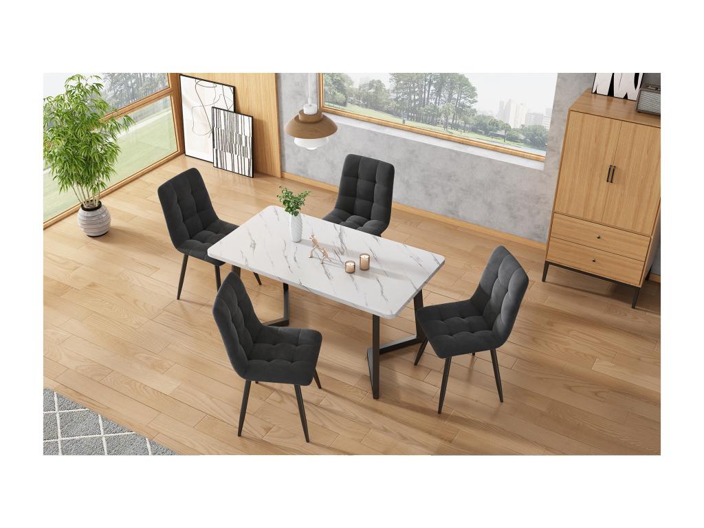 Lot de 4 chaises de salle à manger en velours - pieds en métal - gris foncé YIXB95807