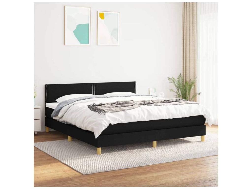Sommier à Cosymeub de lit avec matelas Noir 180x200 Tissu NSQK37632