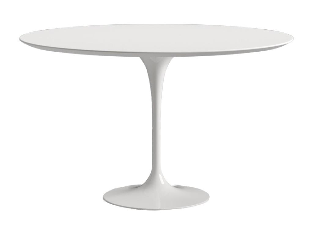 Table tulipe ronde-Plateau Blanc mat-Diamètre 150 cm-Piètement Blanc mat LQEE78136