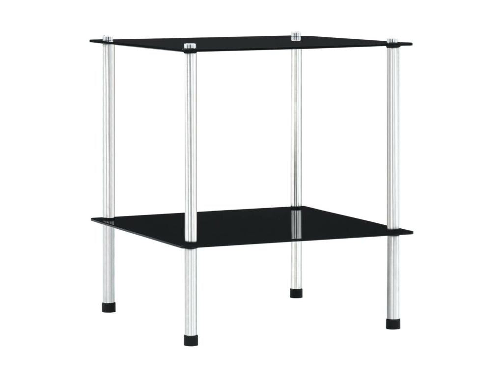 Etagère à 2 niveaux Noir 40x40x47 Verre trempé BTGA57913
