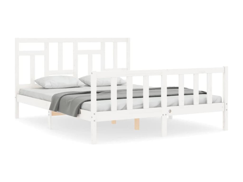 Cadre de lit sans matelas blanc bois de pin massif CYCU74998