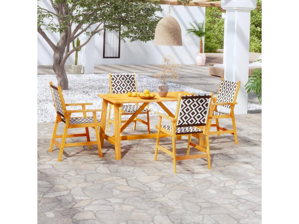 Ensemble de salle à manger de jardin 5 pcs Bois d'Cosymeub solide 3 MIMC76910