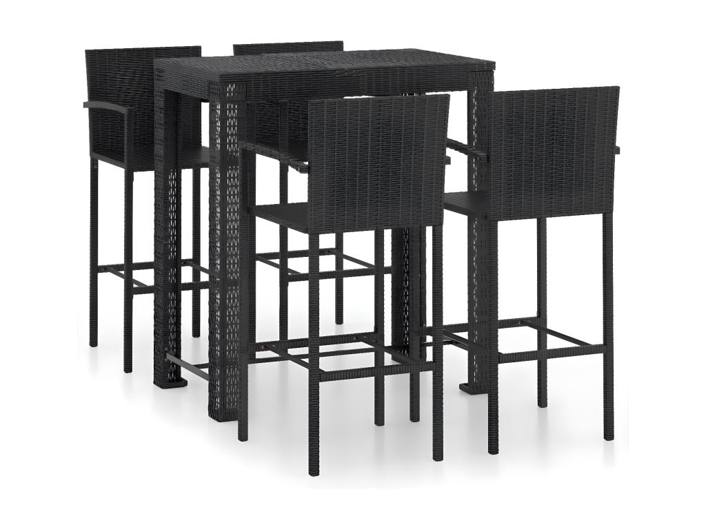 Ensemble de bar d'extérieur 5 pcs accoudoir Résine tressée Noir SZGR38926