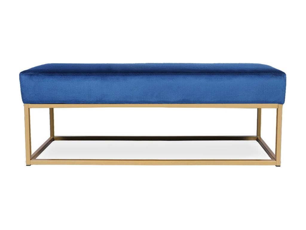 Banquette Cosymeub velours bleu pieds dorés XKVT15445