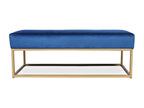 Banquette Cosymeub velours bleu pieds dorés XKVT15445