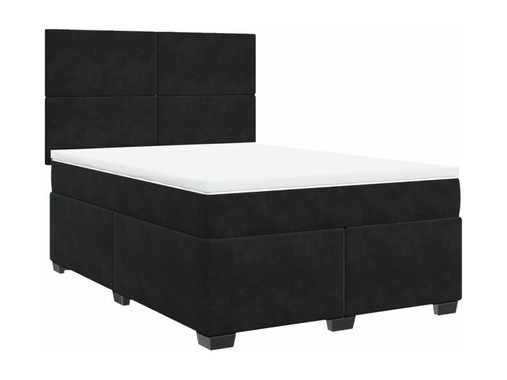 Sommier à Cosymeub de lit avec matelas Noir 140x190 cm Velours EEBU28258