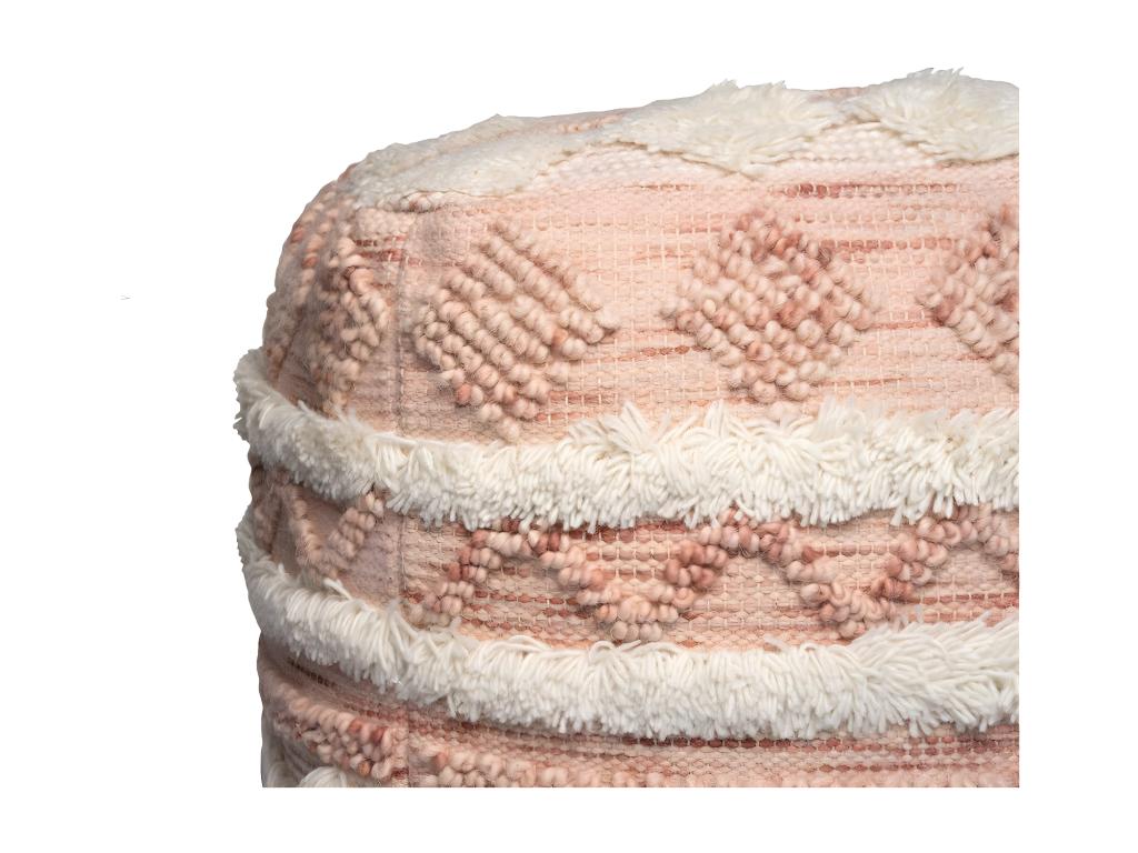 Pouf Cosymeub Fait à la Main Cosymeub 50cm Rose / Crème NFTU16477