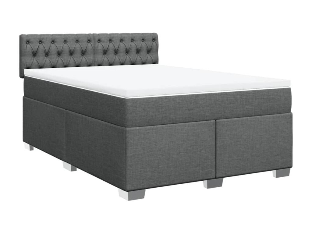 Sommier à Cosymeub de lit avec matelas Gris foncé 160x200cm Tissu CRWJ24970
