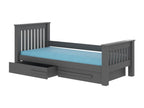 Lit enfant bois pin gris graphite 90x200 avec 2 tiroirs de rangement Cosymeub XWAA32597