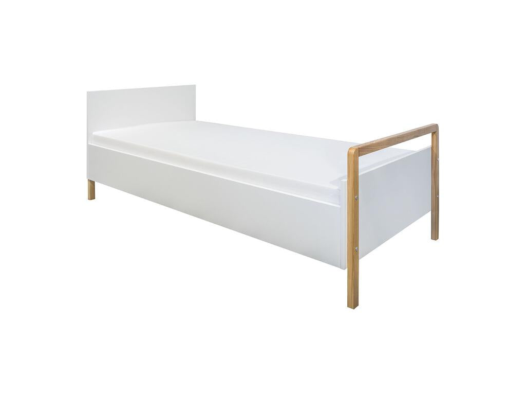 Lit 80x180 sommier inclus Cosymeub - Blanc et Chêne NUUJ53164