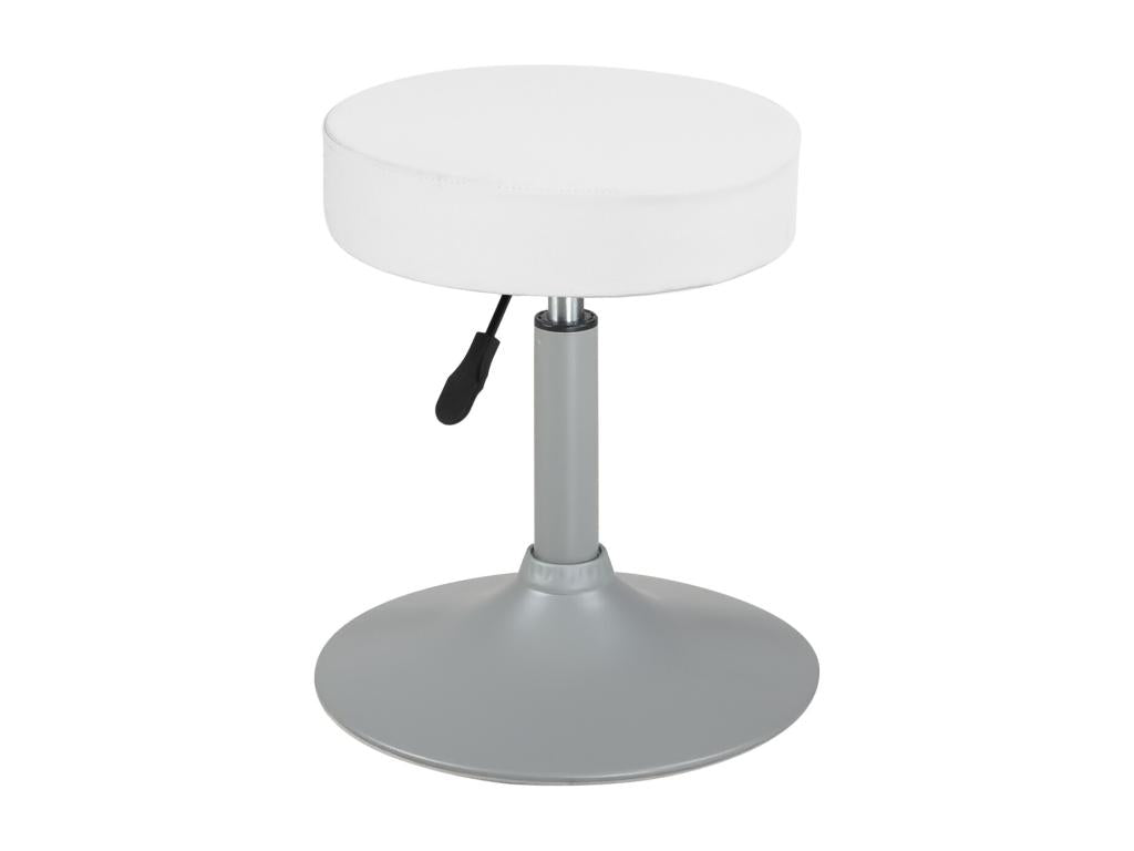 Tabouret de travail simili cuir rond rembourré pivotant hauteur réglable 43 à 57 cm YU blanc gris VXRU15657