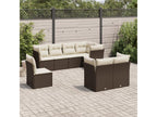 Salon de jardin 8 pcs avec coussins marron résine tressée QEMK96844