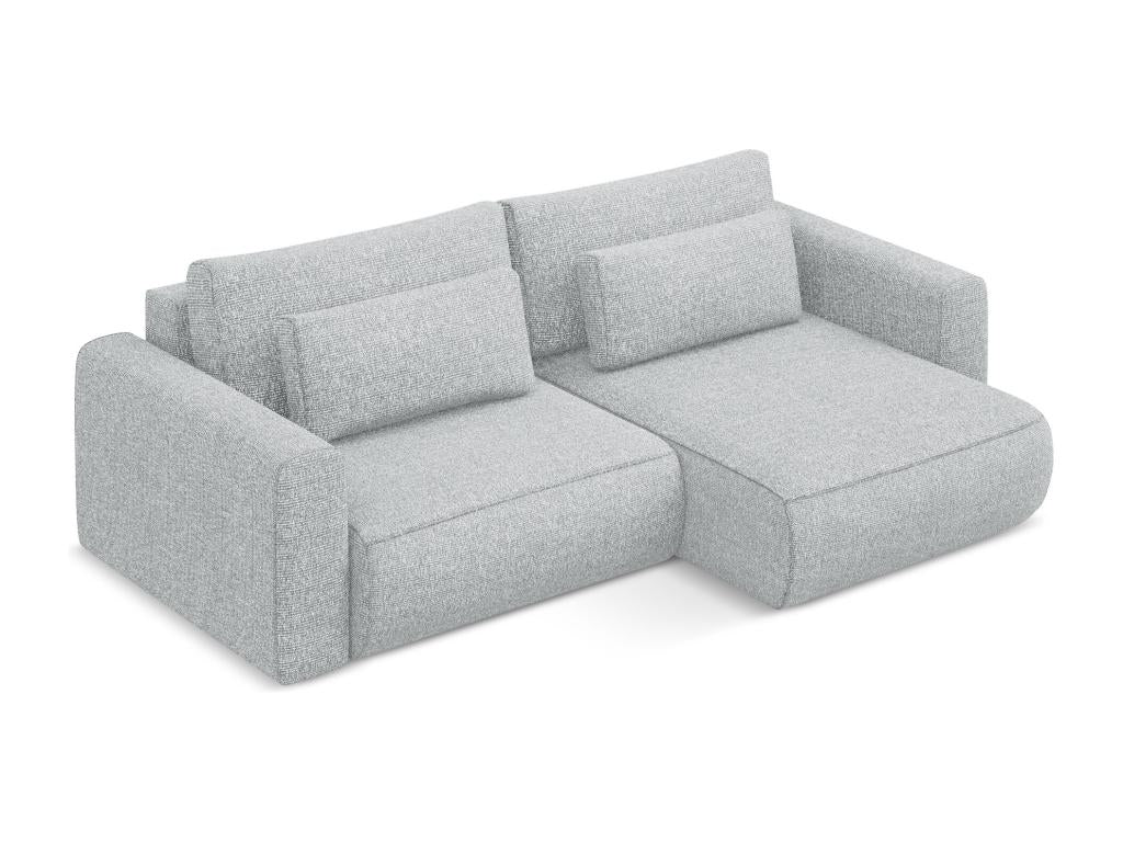 Canapé d'angle 2,5 places droit convertible en tissu texturé - argent - Cosymeub PDNJ95346