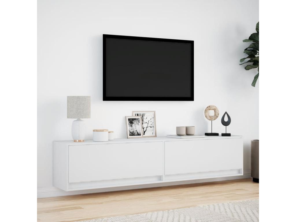 Meuble TV mural avec LED blanc 180x31x38 cm POSL18038