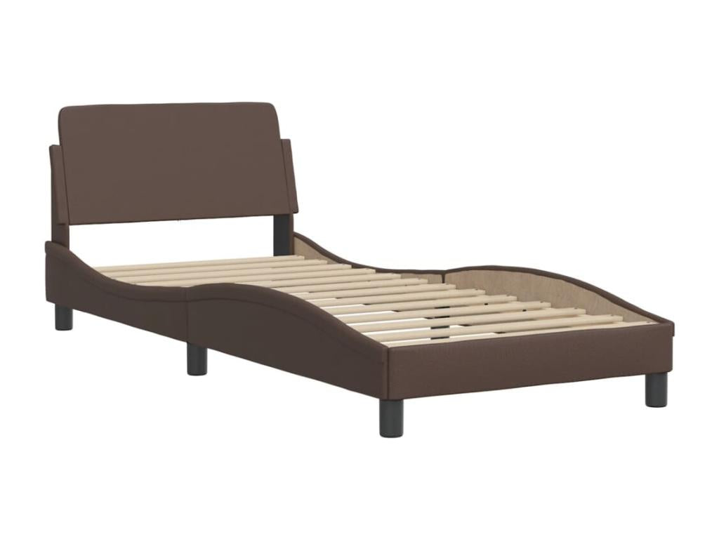 Lit avec matelas marron 90x200 cm similicuir JYCJ77178