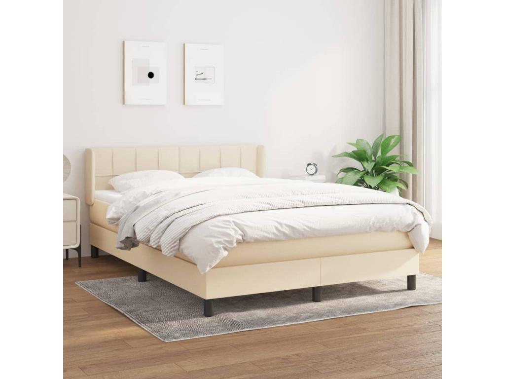 Lit à sommier tapissier avec matelas Crème 140x200 cm Tissu RANH99634