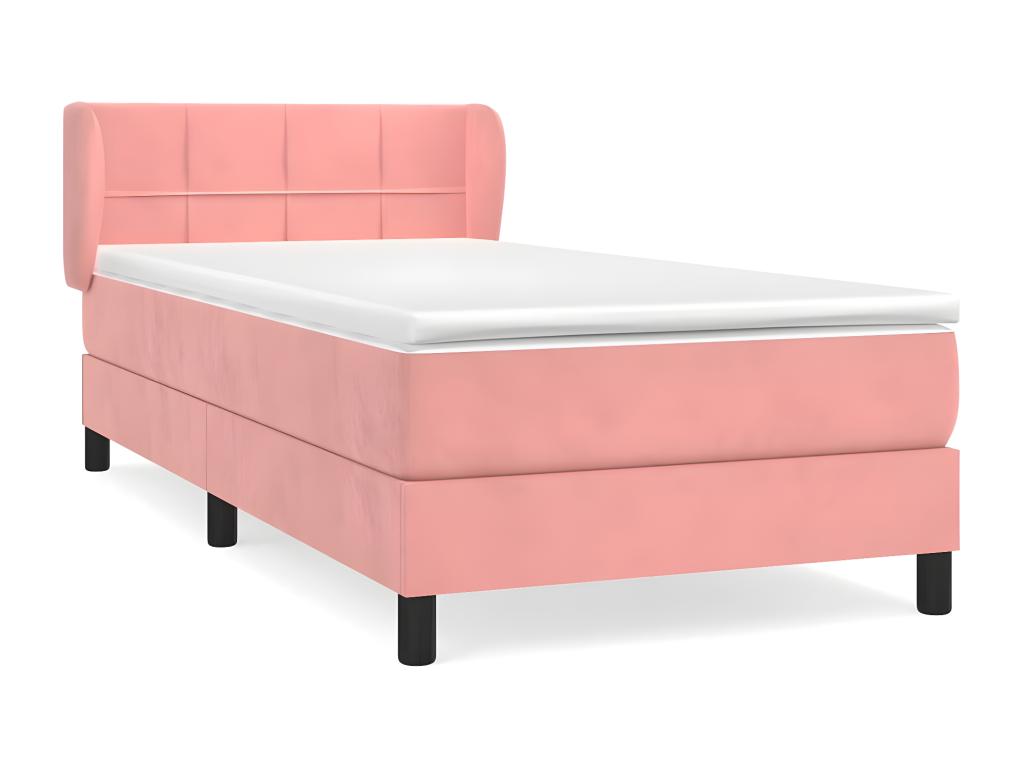 Lit à sommier tapissier avec matelas Rose 90x190 cm Velours AHSG69078