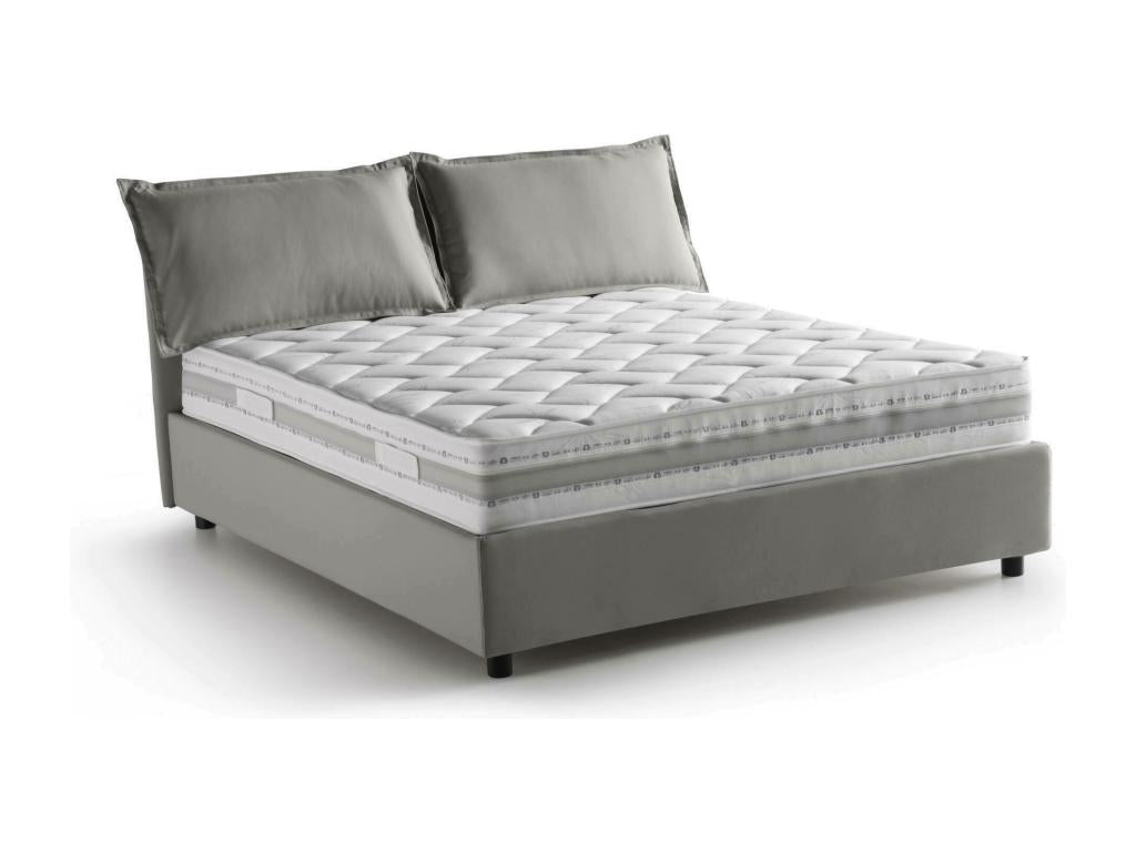 Lit double Cosymeub Lit coffre avec revêtement en tissu Made in Italy Ouverture frontale avec matelas 140x200 cm inclus Gris AEWC66549