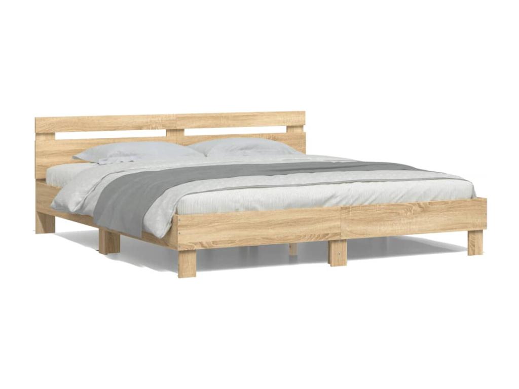 Cadre de lit avec tête de lit et LED chêne Artigeo 160x200 FRVU70684