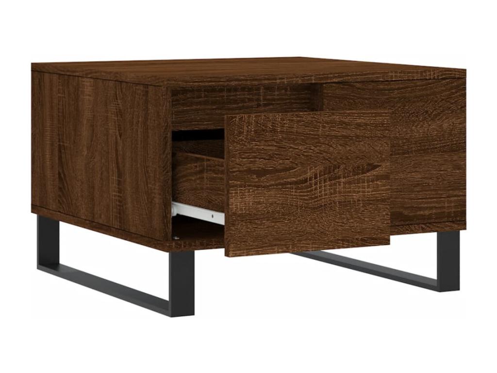 Table basse chêne marron 55x55x36.5 bois d'ingénierie JDKS83127