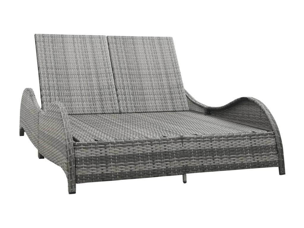 Chaise longue double avec coussin Résine tressée Anthracite KDIP11234