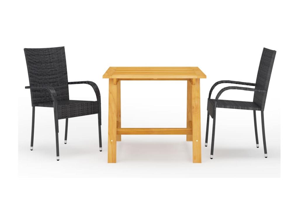 Ensemble à manger de jardin 3 pcs Noir TMUU90054