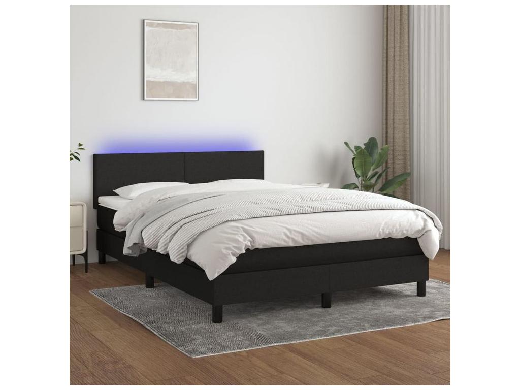Sommier à Cosymeub de lit avec matelas LED Noir 140x200 Tissu SZMR16517