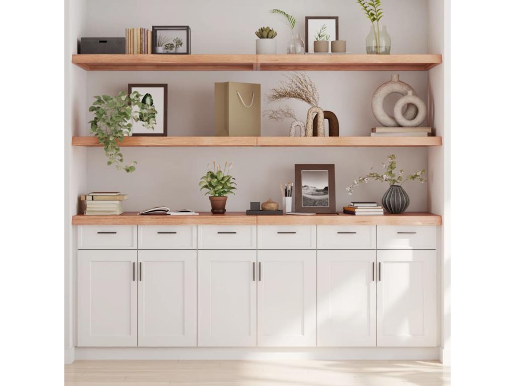 Etagère murale marron clair bois chêne massif traité CCNM53507