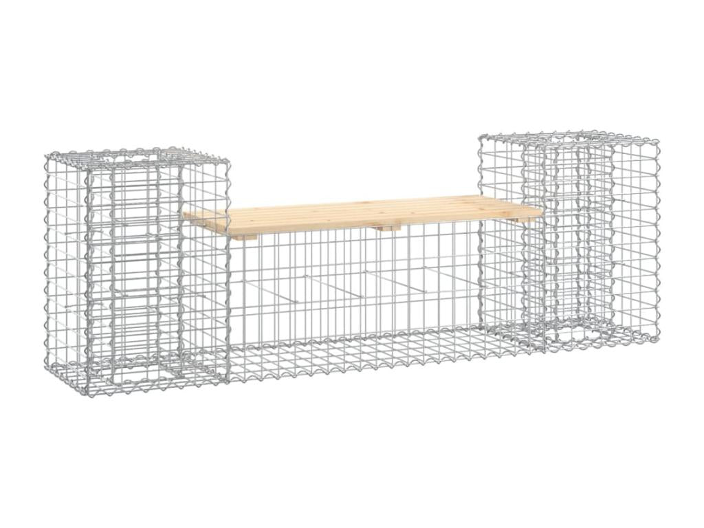 Banc de jardin design gabion 183x41x60.5 bois massif de pin GUEP18078