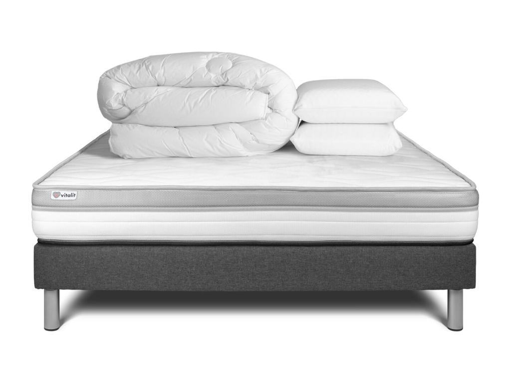 Pack prêt à dormir VITAL Cosymeub 140x190 cm sommier Cosymeub gris XAVF10795